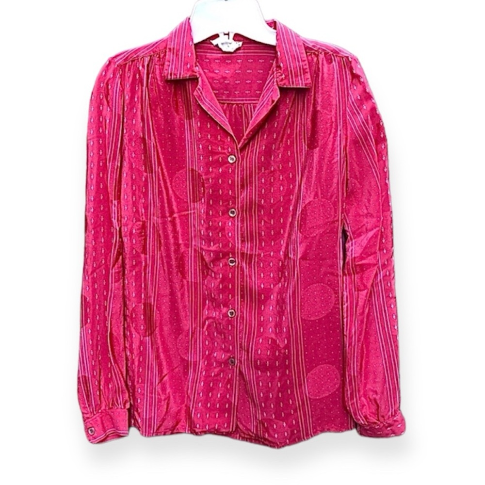 ALAN AUSTIN of Beverly Hills, c1970s silk top, made in Italy, size 38